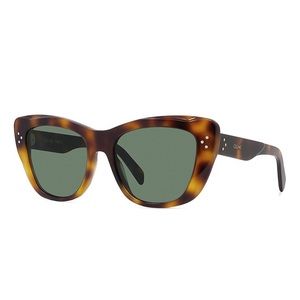 CELINE BLONDE HAVANA/GREEN CAT EYE SUNGLASSES CL40199I